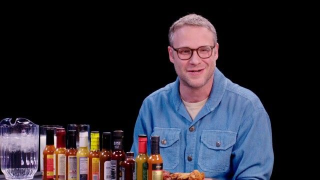 Seth Rogen Scorches His Tongue While Eating Spicy Wings